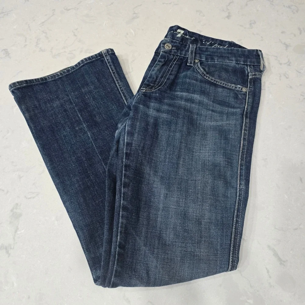 Vintage 7 For All Mankind "A Pocket" Flare Jeans Size 27 – Classic Wash USA Made - Picture 10 of 10